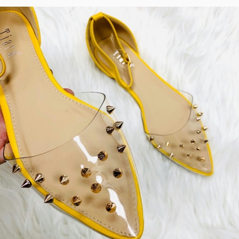 Yellow Clear Studded Sandals💃